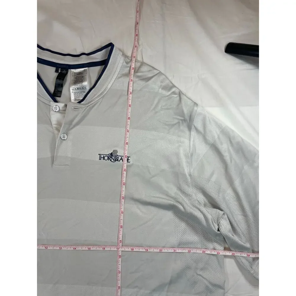 Adidas Thornblade Men's 2XL White Striped Henley Polo Golf South Carolina Club